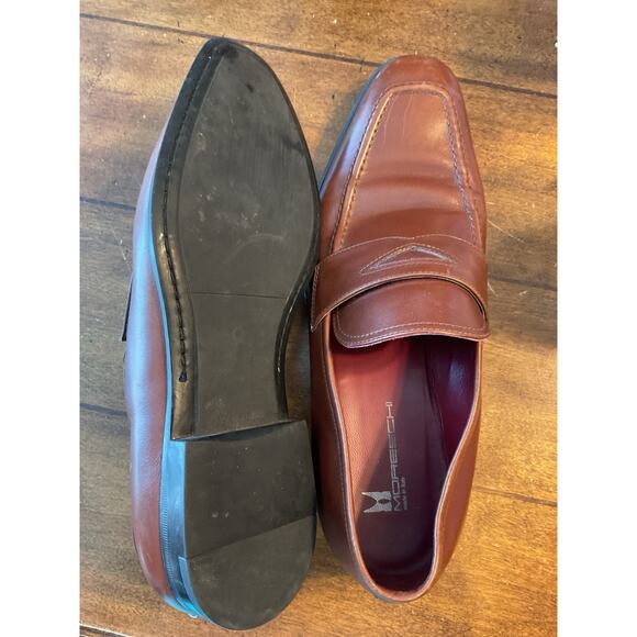Moreschi Leather Penny Loafers Slip-On Shoes Size 8 Vera Gomma Italy Brown main image 4